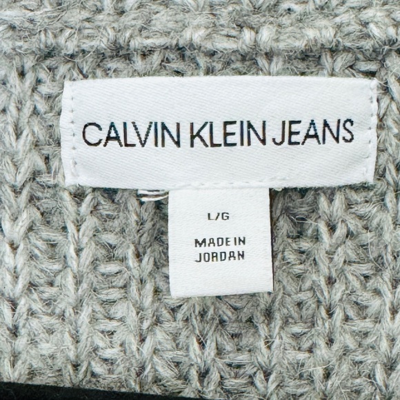 CALVIN KLEIN Women’s Gray Sweater Size Large Scoop Neck - Picture 5 of 7